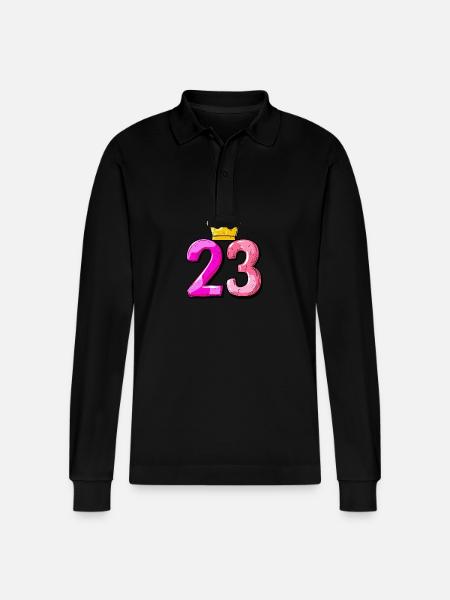 23 Number Jersey Crown - Stanley/Stella Organic Unisex Long-Sleeved Polo Shirt Prepster - black
