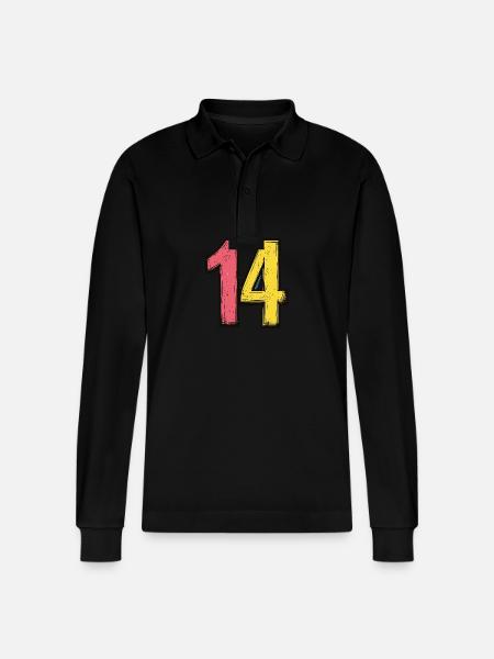14 Number Comic - Stanley/Stella Organic Unisex Long-Sleeved Polo Shirt Prepster - black
