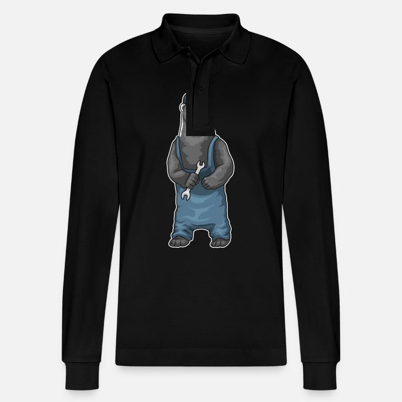 Dachs Handwerker Schraubenschlüssel - Stanley/Stella Unisex Bio-Langarm-Poloshirt Prepster - Schwarz