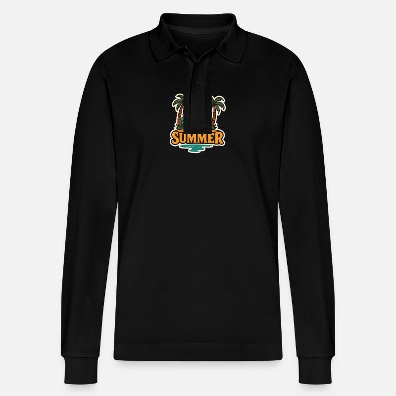 Hallo Sommer-Tropenwellen-Abzeichen - Stanley/Stella Unisex Bio-Langarm-Poloshirt Prepster - Schwarz