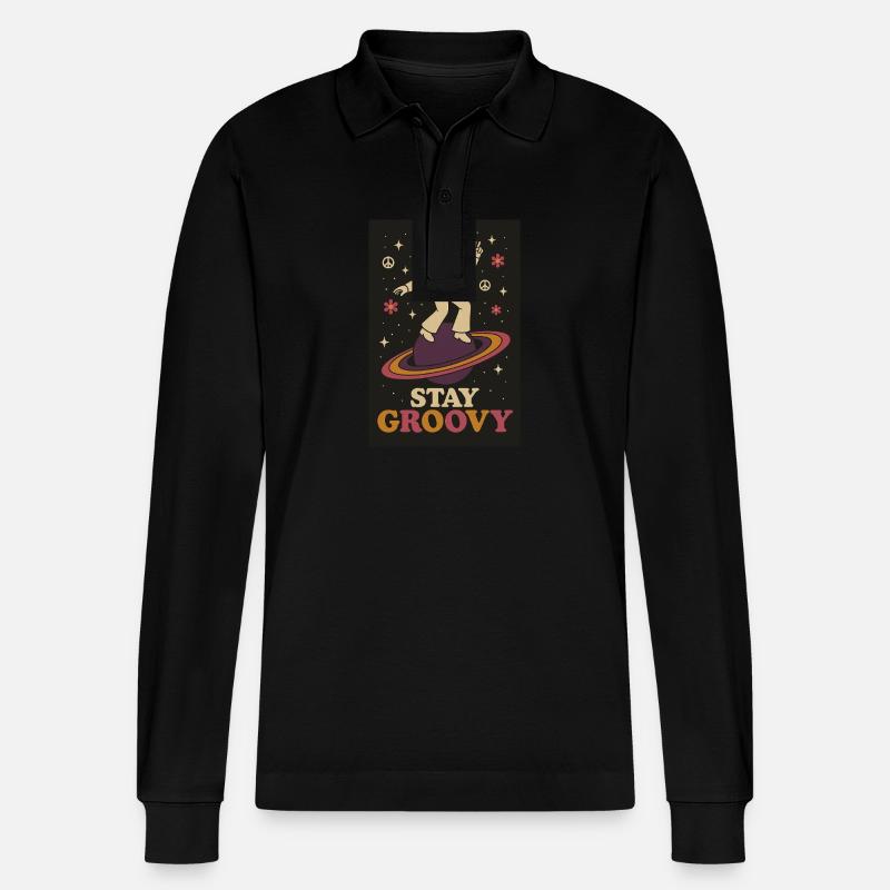 Groovy Galaxy – Tanz auf Saturn - Stanley/Stella Unisex Bio-Langarm-Poloshirt Prepster - Schwarz