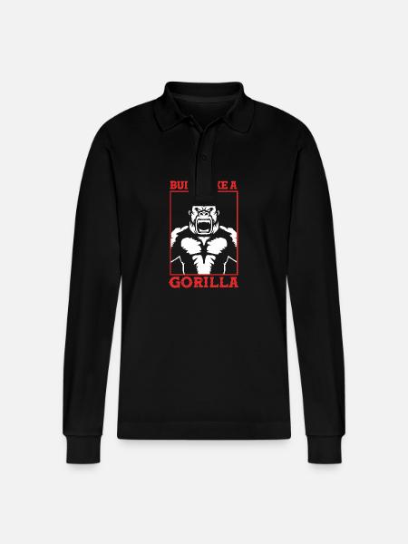 Gorilla - Stanley/Stella Organic Unisex Long-Sleeved Polo Shirt Prepster - black