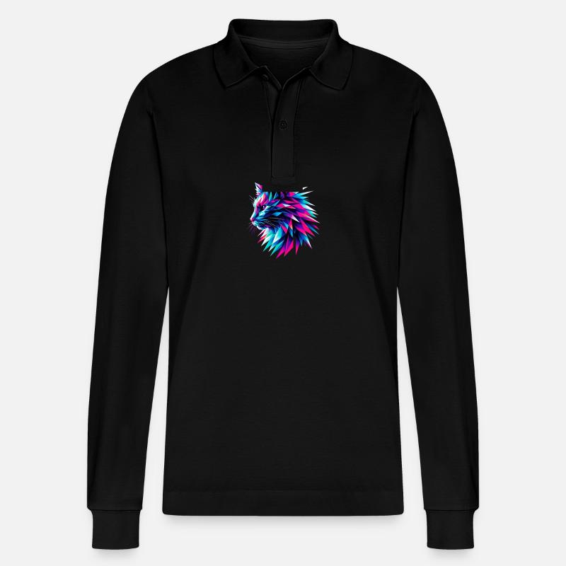 Katze - Stanley/Stella Unisex Bio-Langarm-Poloshirt Prepster - Schwarz