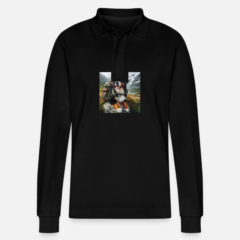 Berner Sennenhund - Stanley/Stella Unisex Bio-Langarm-Poloshirt Prepster - Schwarz