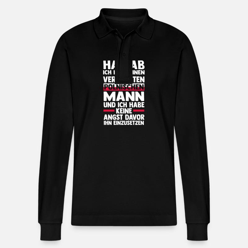 Pole Polen - Stanley/Stella Unisex Bio-Langarm-Poloshirt Prepster - Schwarz