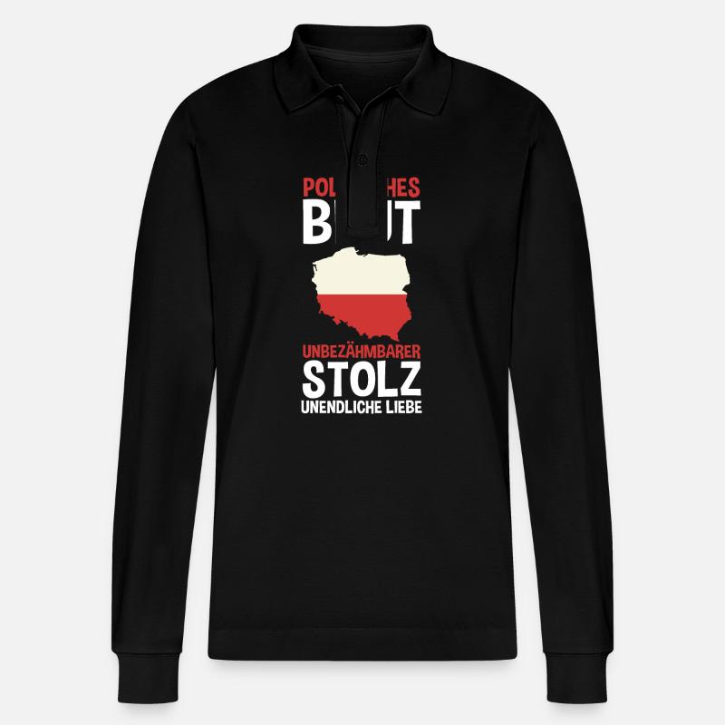 Pole Polnisch Polen - Stanley/Stella Unisex Bio-Langarm-Poloshirt Prepster - Schwarz