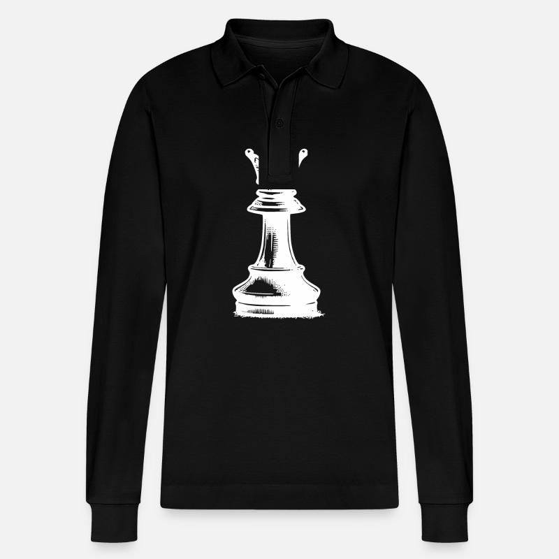 Set di scacchi Dama con pezzi degli scacchi - Polo a manica lunga ecologica unisex Prepster di Stanley/Stella - nero