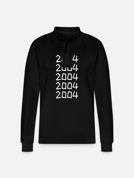 Born in 2004 - Stanley/Stella Organic Unisex Long-Sleeved Polo Shirt Prepster - black