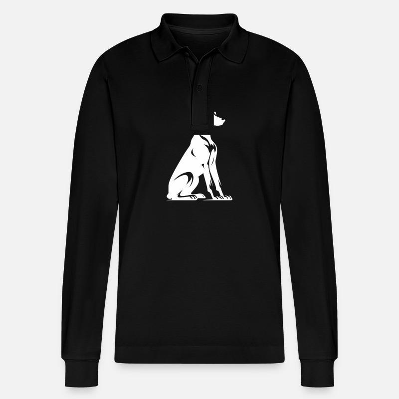 Schlichte Wachhund Dobermann Hunde Silhouette - Stanley/Stella Unisex Bio-Langarm-Poloshirt Prepster - Schwarz
