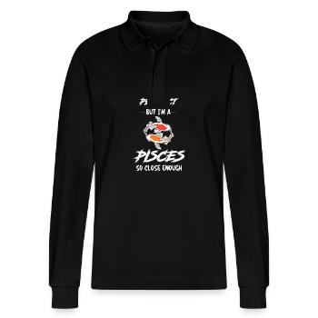 Sternzeichen Fische - Stanley/Stella Unisex Bio-Langarm-Poloshirt Prepster - Schwarz - Vorne - Anna (173cm) & Nico (186cm)