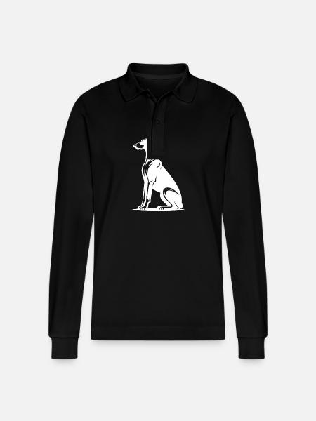 Noble Doberman Tattoo Dogs Silhouette - Stanley/Stella Organic Unisex Long-Sleeved Polo Shirt Prepster - black