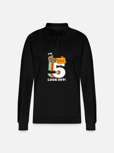 Children's birthday party construction site - Stanley/Stella Organic Unisex Long-Sleeved Polo Shirt Prepster - black