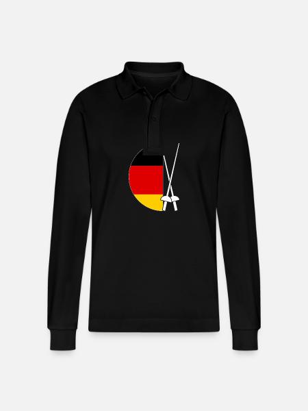 Fencing Germany Flag Fencing - Stanley/Stella Organic Unisex Long-Sleeved Polo Shirt Prepster - black