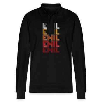 Emil - Stanley/Stella Unisex Bio-Langarm-Poloshirt Prepster - Schwarz - Vorne - Anna (173cm) & Nico (186cm)