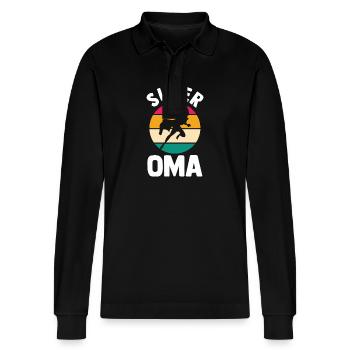 Großmutter Oma - Stanley/Stella Unisex Bio-Langarm-Poloshirt Prepster - Schwarz - Vorne - Anna (173cm) & Nico (186cm)