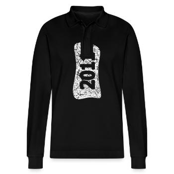 2011 - Stanley/Stella Organic Unisex Long-Sleeved Polo Shirt Prepster - black - Front - Anna (173cm) & Nico (186cm)