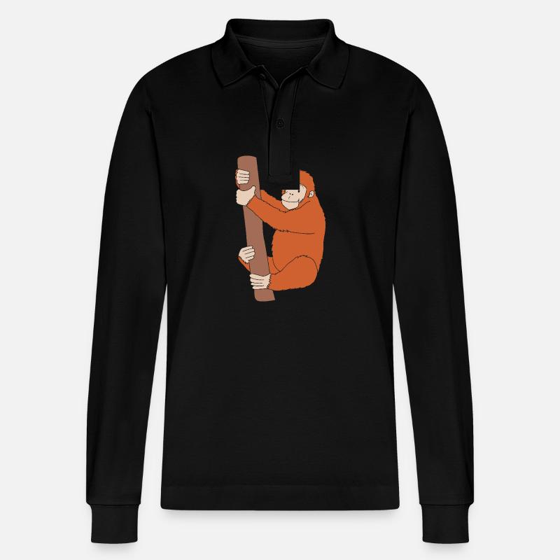 Orang Utan - Stanley/Stella Unisex Bio-Langarm-Poloshirt Prepster - Schwarz