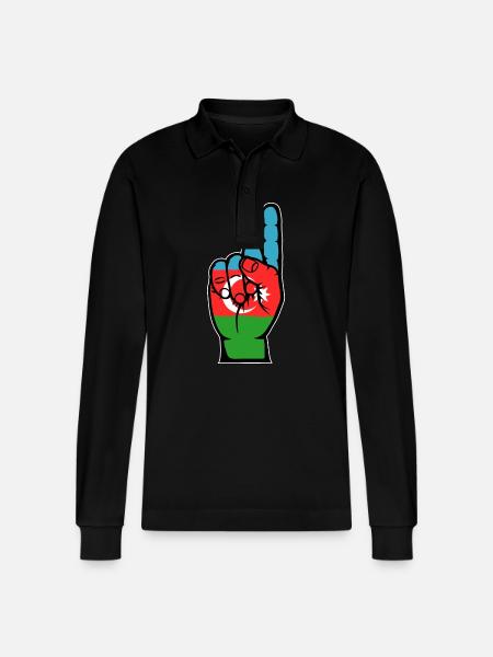 Azerbaijan Flag Number 1 - Stanley/Stella Organic Unisex Long-Sleeved Polo Shirt Prepster - black