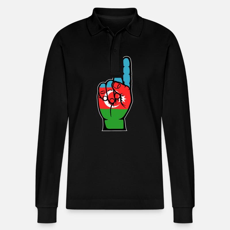 Aserbaidschan Flagge Nummer 1 - Stanley/Stella Unisex Bio-Langarm-Poloshirt Prepster - Schwarz