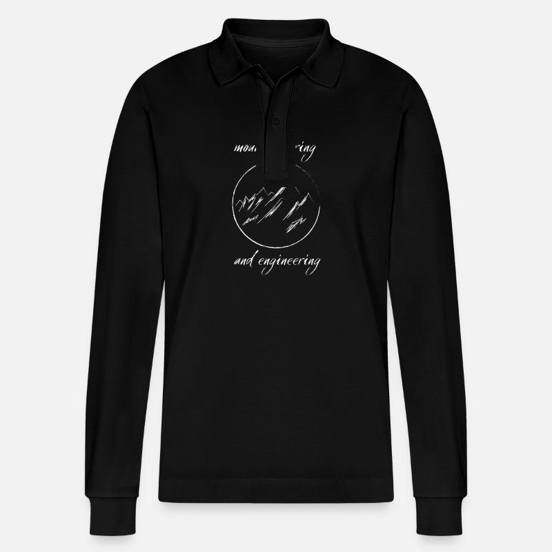 Mountains / Mountaineering and Engineering - Stanley/Stella Organic Unisex Long-Sleeved Polo Shirt Prepster - black