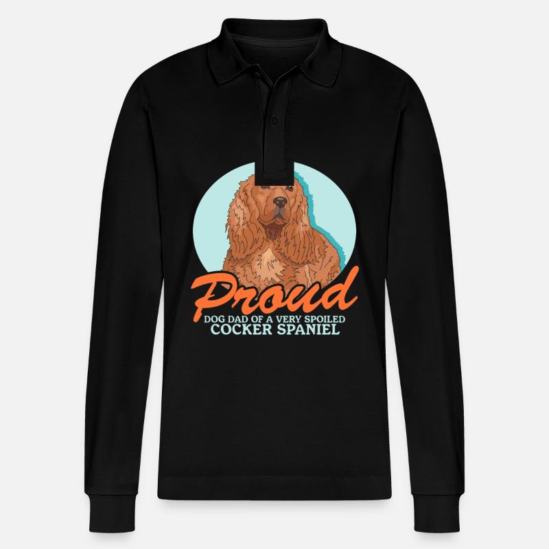 Cocker Spaniel Dad Cockerspaniels Geschenk - Stanley/Stella Unisex Bio-Langarm-Poloshirt Prepster - Schwarz