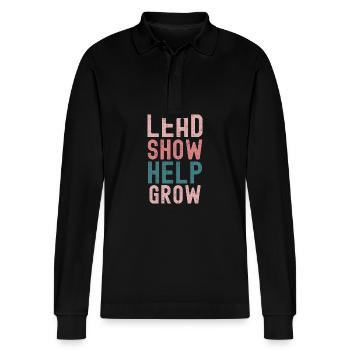 Inspiring Leadership - Lead, Show, Help, - Stanley/Stella Organic Unisex Long-Sleeved Polo Shirt Prepster - black - Front - Anna (173cm) & Nico (186cm)