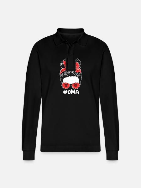 Darts Player Granny Darts - Stanley/Stella Organic Unisex Long-Sleeved Polo Shirt Prepster - black