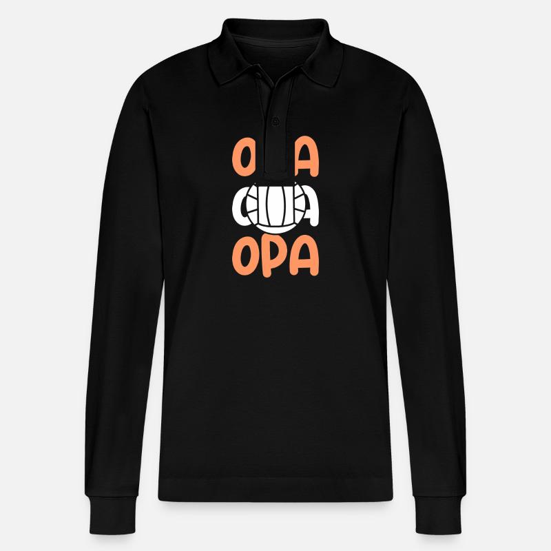 Handballer Opa Handball - Stanley/Stella Unisex Bio-Langarm-Poloshirt Prepster - Schwarz