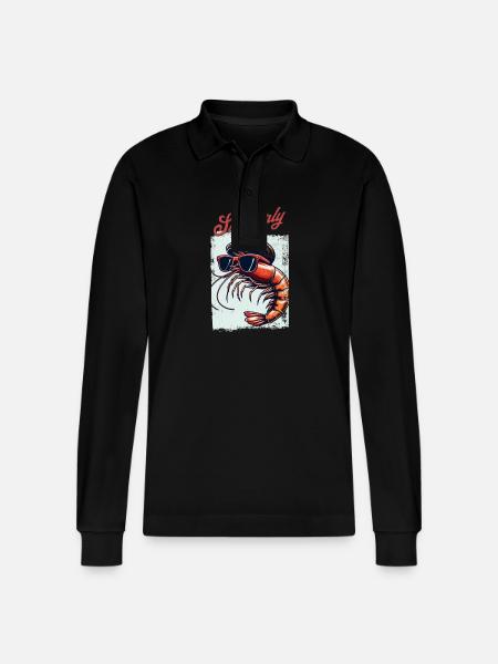 Shrimply il miglior gioco di parole - Polo a manica lunga ecologica unisex Prepster di Stanley/Stella - nero