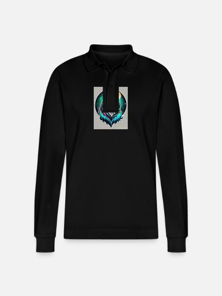 Aurora-Wolf im Mondlicht - Stanley/Stella Unisex Bio-Langarm-Poloshirt Prepster - Schwarz