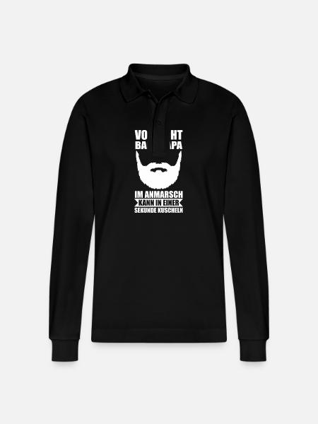 Dad with a beard - Stanley/Stella Organic Unisex Long-Sleeved Polo Shirt Prepster - black