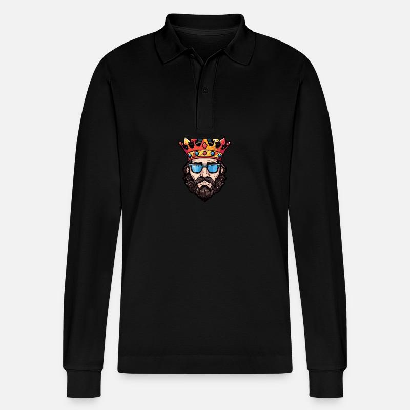 König Krone Kopf Cool - Stanley/Stella Unisex Bio-Langarm-Poloshirt Prepster - Schwarz