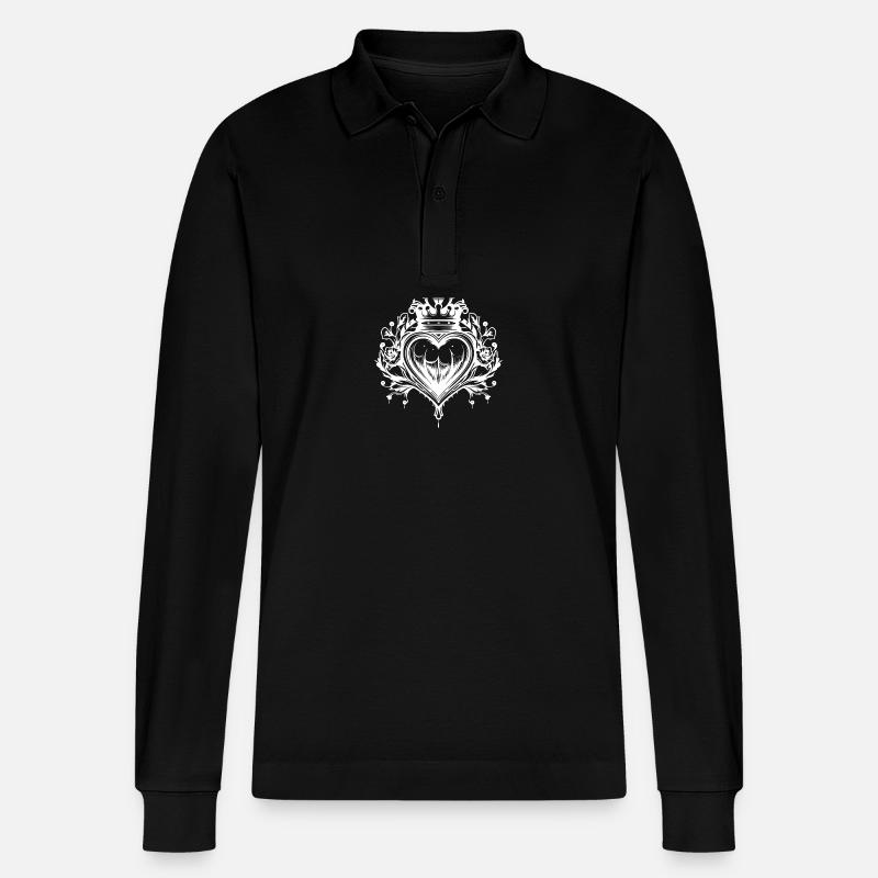 Herz Krone Liebe - Stanley/Stella Unisex Bio-Langarm-Poloshirt Prepster - Schwarz