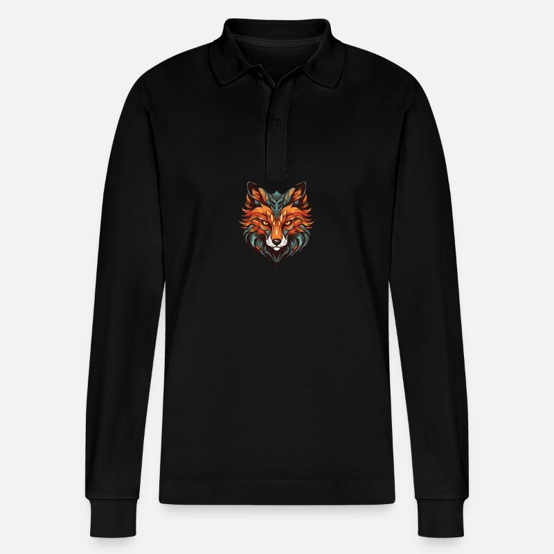 Fuchs Porträt - Stanley/Stella Unisex Bio-Langarm-Poloshirt Prepster - Schwarz