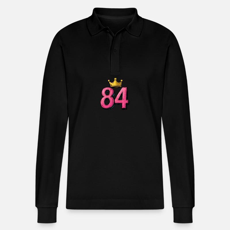 84 Numéro Jersey Couronne - Polo à manches longues bio PREPSTER Stanley/Stella Unisexe - noir