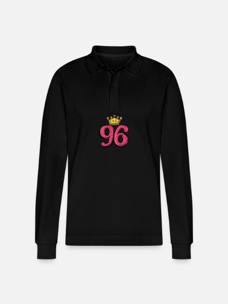 96 Number Jersey Crown - Stanley/Stella Organic Unisex Long-Sleeved Polo Shirt Prepster - black