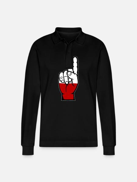 Poland Flag Number 1 - Stanley/Stella Organic Unisex Long-Sleeved Polo Shirt Prepster - black