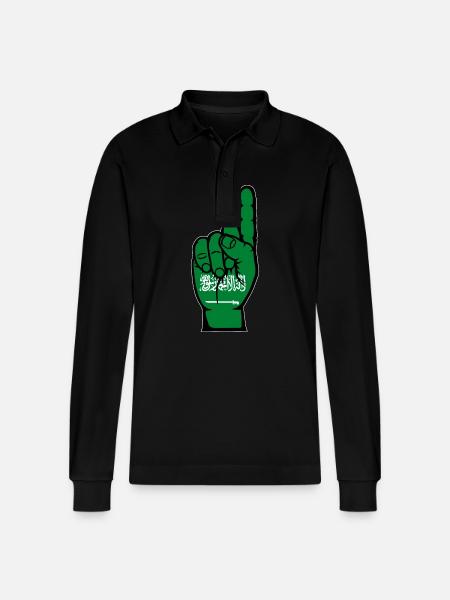 Saudi Arabia Flag Number 1 - Stanley/Stella Organic Unisex Long-Sleeved Polo Shirt Prepster - black
