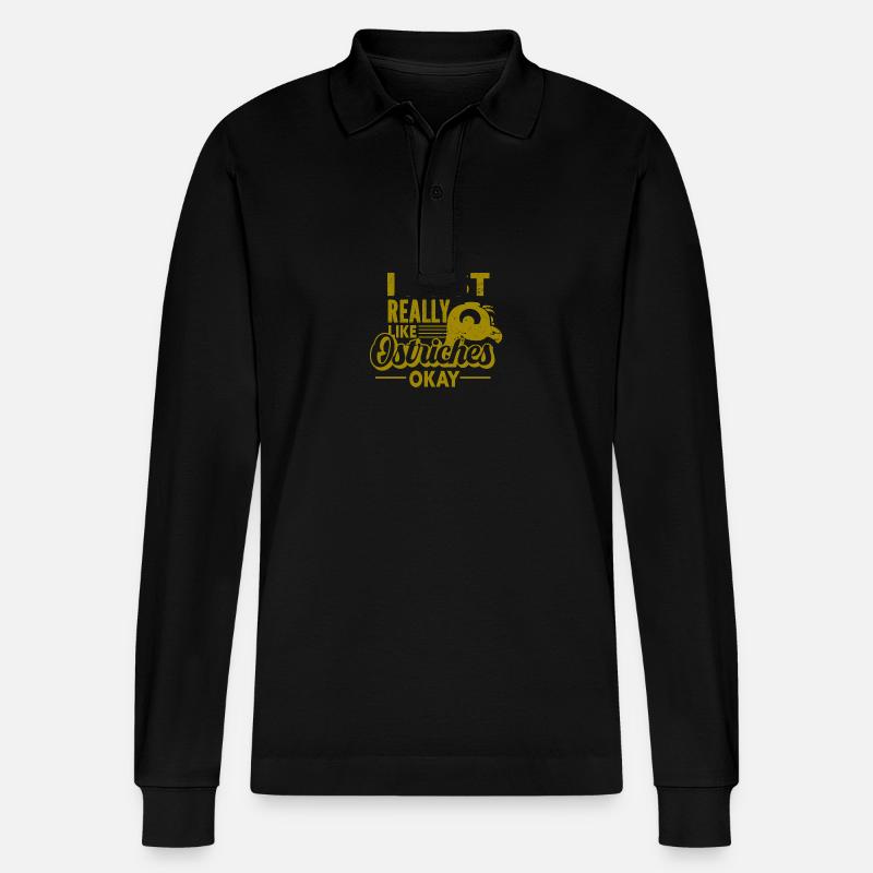Autruche - Oiseau - Polo à manches longues bio PREPSTER Stanley/Stella Unisexe - noir