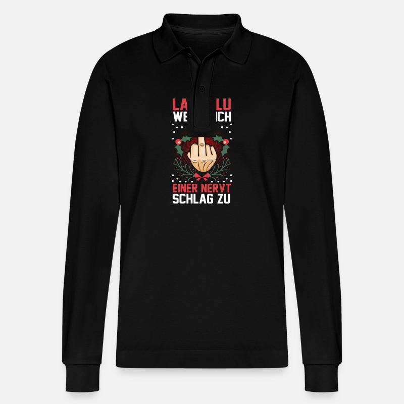 Weihnachtsmann Mittelfinger Weihnachten - Stanley/Stella Unisex Bio-Langarm-Poloshirt Prepster - Schwarz