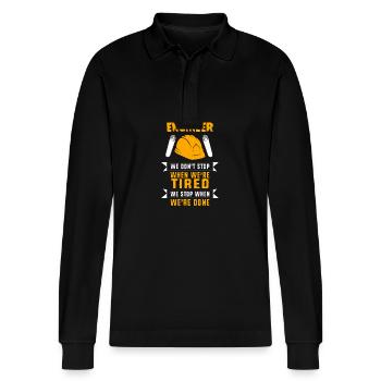 Civil Engineer Construction Site Construction Worker - Stanley/Stella Organic Unisex Long-Sleeved Polo Shirt Prepster - black - Front - Anna (173cm) & Nico (186cm)