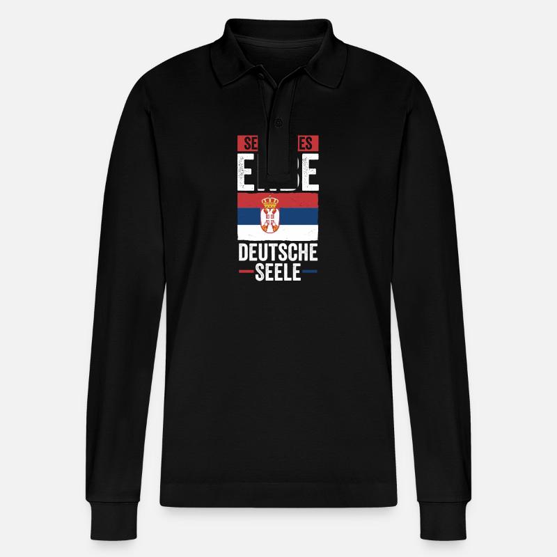 Serben Serbisch Deutschland Serbien - Stanley/Stella Unisex Bio-Langarm-Poloshirt Prepster - Schwarz