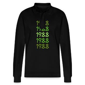 Born in 1988 - Stanley/Stella Organic Unisex Long-Sleeved Polo Shirt Prepster - black - Front - Anna (173cm) & Nico (186cm)
