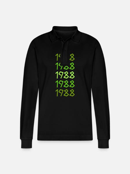 Born in 1988 - Stanley/Stella Organic Unisex Long-Sleeved Polo Shirt Prepster - black