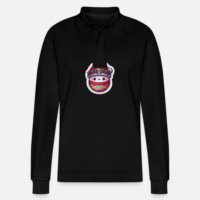 Frohe Weihnachtseule - Stanley/Stella Unisex Bio-Langarm-Poloshirt Prepster - Schwarz