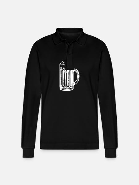 Beer Glass Icon - Stanley/Stella Organic Unisex Long-Sleeved Polo Shirt Prepster - black