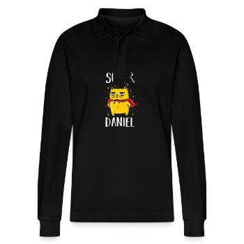 Daniel - Stanley/Stella Organic Unisex Long-Sleeved Polo Shirt Prepster - black - Front - Anna (173cm) & Nico (186cm)