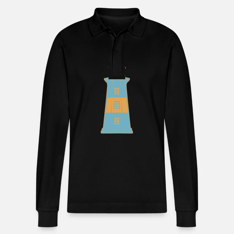 Leuchtturm maritim Küste - Stanley/Stella Unisex Bio-Langarm-Poloshirt Prepster - Schwarz