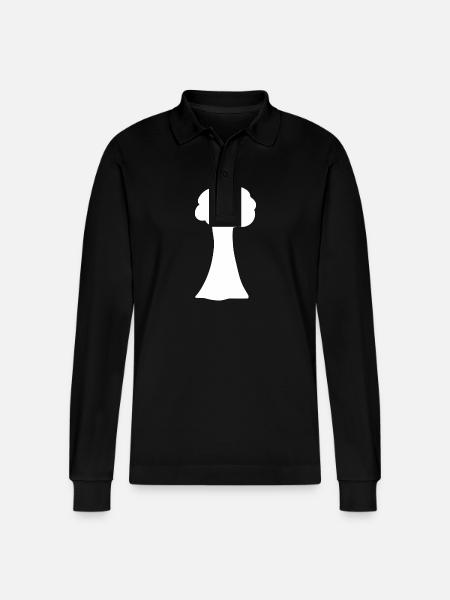Tree Symbol Nature Shape - Stanley/Stella Organic Unisex Long-Sleeved Polo Shirt Prepster - black