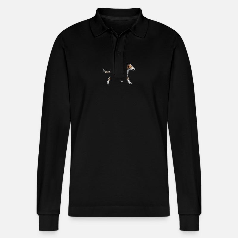 Dynamischer Windhund Lauf-Illustration - Stanley/Stella Unisex Bio-Langarm-Poloshirt Prepster - Schwarz